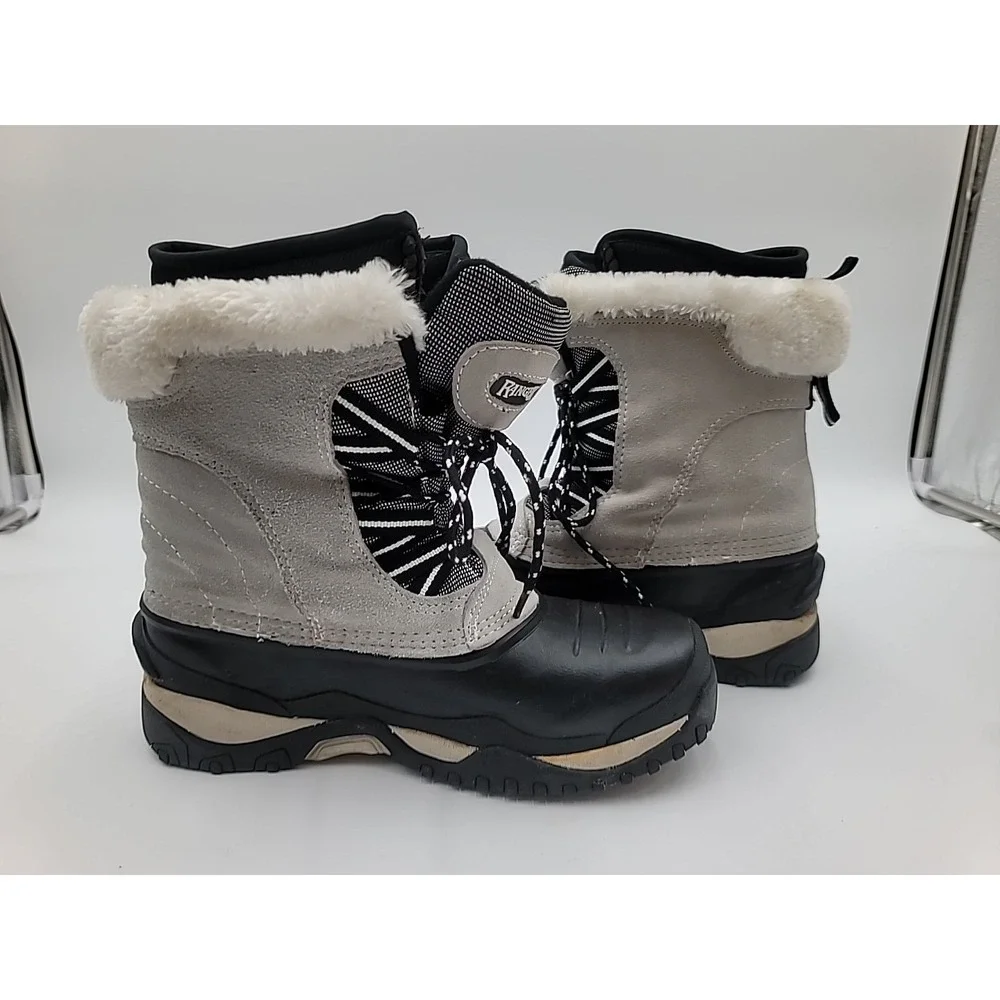 Ranger Winter Snow Boots Women's Size 8‎ Gray Black Faux Fur Thermolite Lined